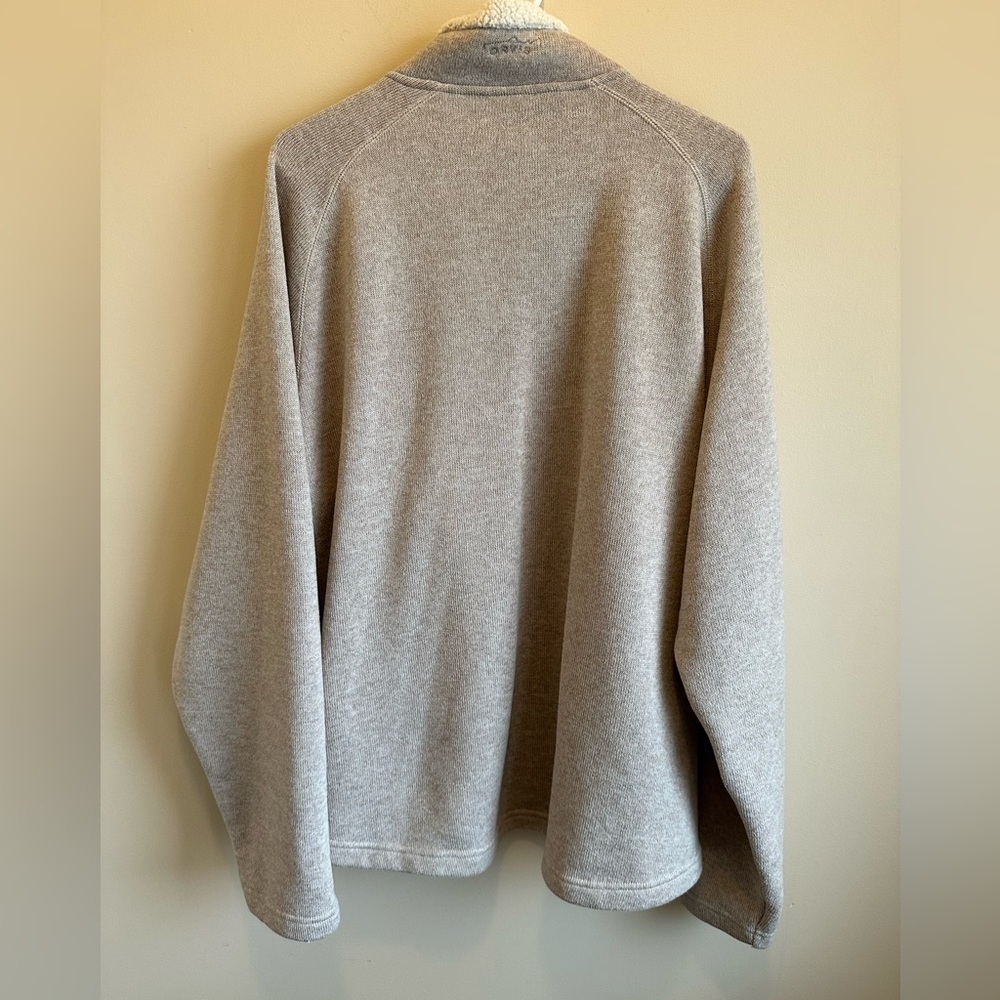 Orvis Trout Bum Fleece 1/4 Zip Sweater Tan/Oatmeal Sherpa Lined Collar Men’s XL - Picture 2 of 11